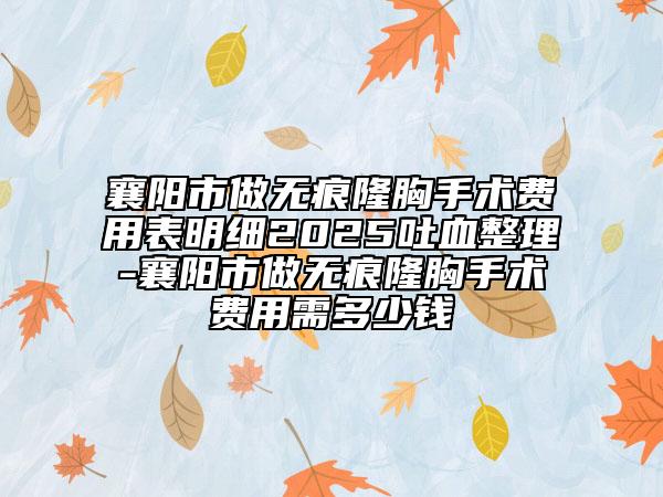 襄陽市做無痕隆胸手術(shù)費用表明細2025吐血整理-襄陽市做無痕隆胸手術(shù)費用需多少錢