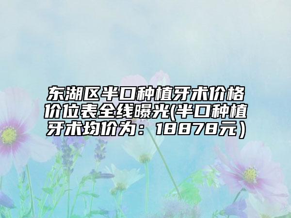 東湖區(qū)半口種植牙術(shù)價(jià)格價(jià)位表全線曝光(半口種植牙術(shù)均價(jià)為：18878元）