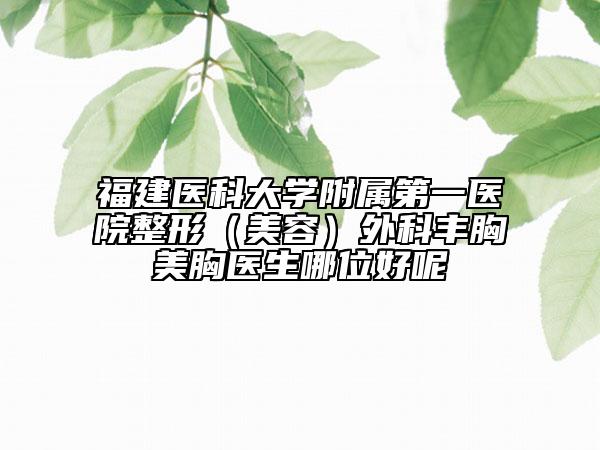 福建醫(yī)科大學(xué)附屬第一醫(yī)院整形（美容）外科豐胸美胸醫(yī)生哪位好呢