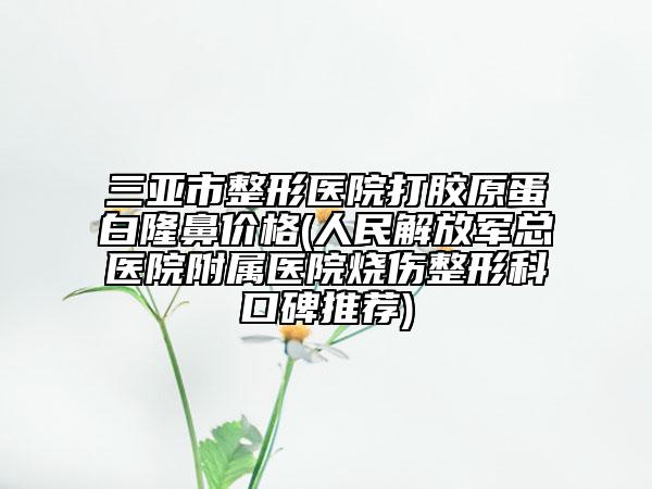 三亞市整形醫(yī)院打膠原蛋白隆鼻價格(人民解放軍總醫(yī)院附屬醫(yī)院燒傷整形科口碑推薦)